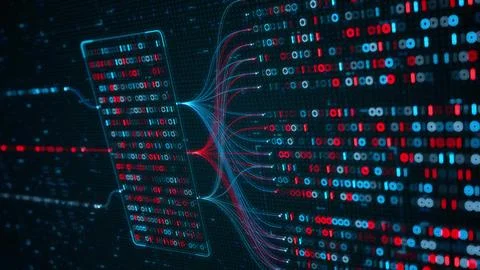 Big Data Analytics, Neural Network Data Flow Visualization, AI Machine Lear.. Illustration