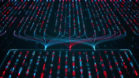 Big Data Analytics, Neural Network Data Flow Visualization, AI Machine Lear.. Illustration