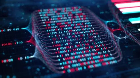 Big Data Analytics, Neural Network Data Flow Visualization, AI Machine Lear.. Illustration