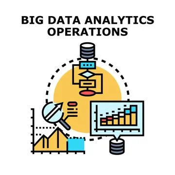 Big data analytics operations concept diagram Illustrazione stock