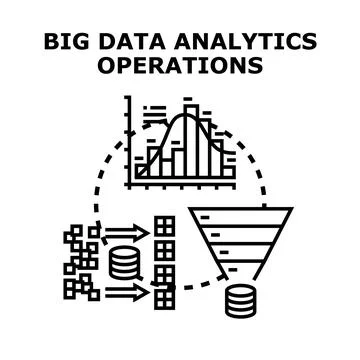 Big data analytics operations process visualization Stockillustratie
