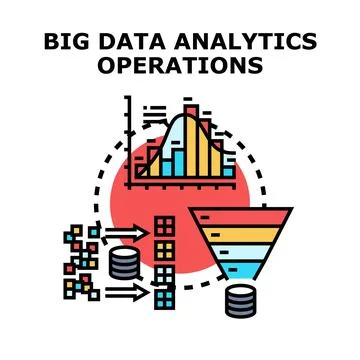 Big data analytics operations process visualization Stock Illustration