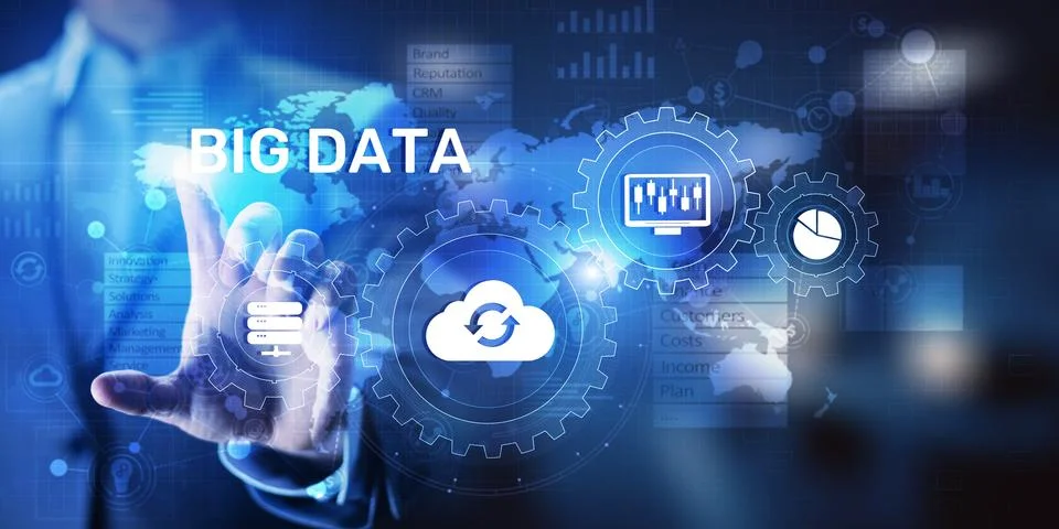 Big data analytics platform, business intelligence and modern technology conc Stockfoto's
