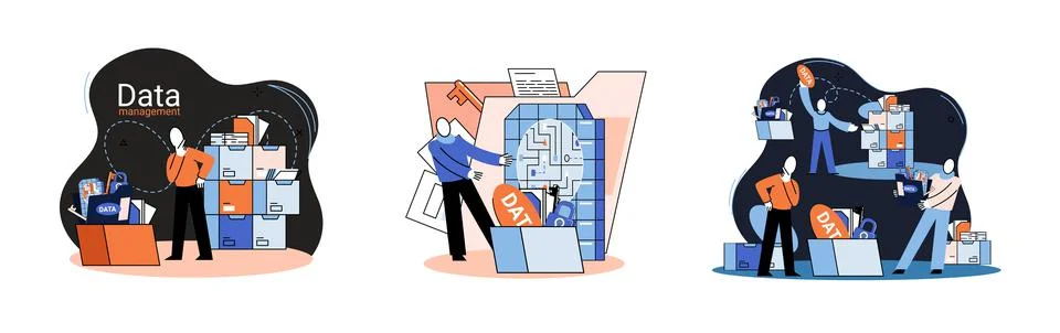 Big data analytics platform, data management and protection creative metaphor Illustrazione stock