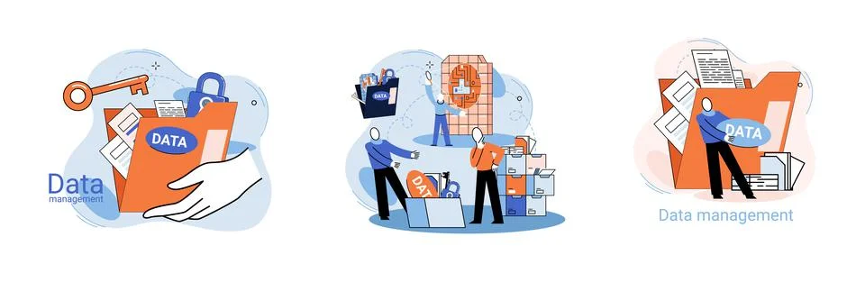 Big data analytics platform, data management and protection creative metaphor Stock Illustration
