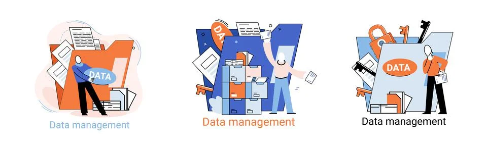 Big data analytics platform, data management and protection creative metaphor Stock Illustration