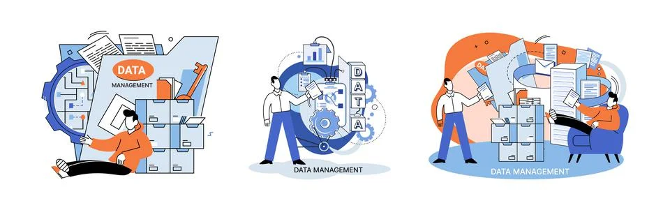 Big data analytics platform, data management and protection creative metaphor Illustrazione stock