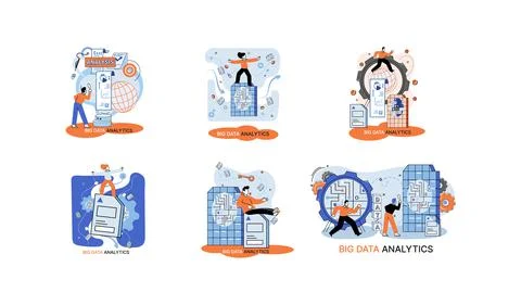 Big data analytics platform, data management and protection creative metaphor Stock Illustration