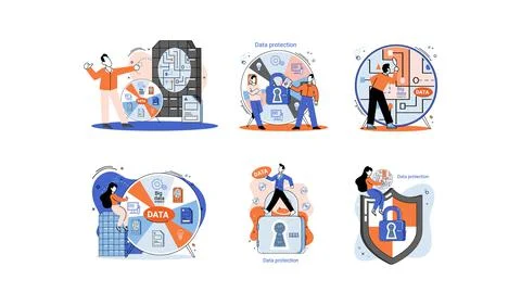 Big data analytics platform, data management and protection creative metaphor 스톡 일러스트