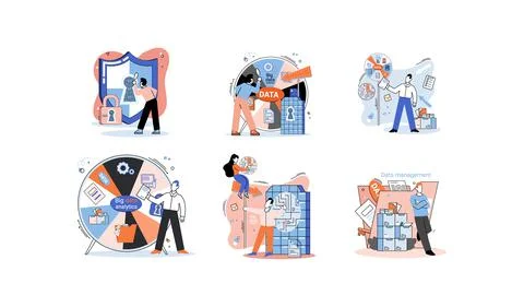 Big data analytics platform, data management and protection creative metaphor Stock Illustration