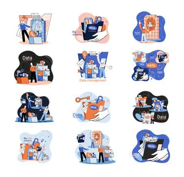 Big data analytics platform, data management and protection creative metaphor 스톡 일러스트