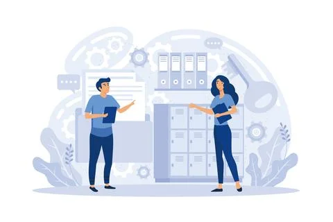 Big data analytics platform, data management and protection creative metaph.. Stock Illustration