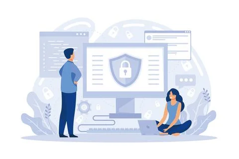 Big data analytics platform, data management and protection creative metaph.. 스톡 일러스트