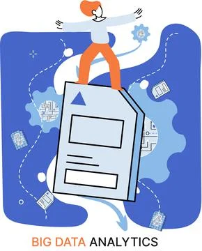 Big data analytics. Process of analyzing complex data sources for effective Illustration