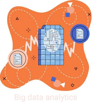 Big data analytics. Process of analyzing complex data sources for effective イラスト素材