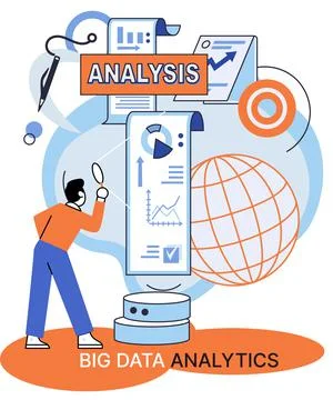 Big data analytics. Process of analyzing complex data sources for effective イラスト素材