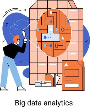 Big data analytics. Process of analyzing complex data sources for effective Illustration