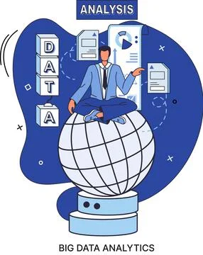 Big data analytics. Process of analyzing complex data sources for effective イラスト素材