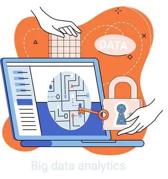 Big data analytics. Process of analyzing complex data sources for effective 스톡 일러스트