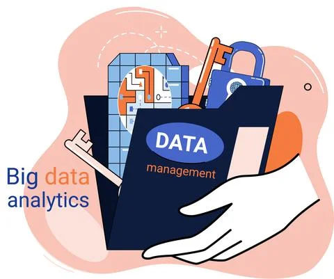 Big data analytics. Process of analyzing complex data sources for effective Illustration