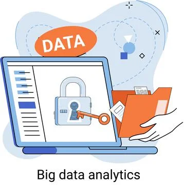Big data analytics. Process of analyzing complex data sources for effective Stock Illustration
