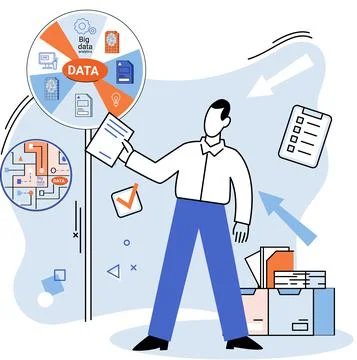 Big data analytics. Process of analyzing complex data sources for effective Illustration