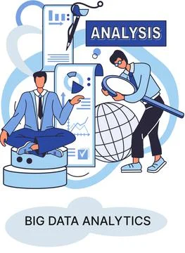 Big data analytics. Process of analyzing complex data sources for effective イラスト素材