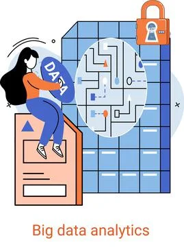 Big data analytics. Process of analyzing complex data sources for effective イラスト素材