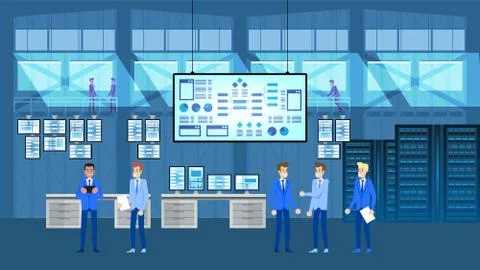 Big Data Analytics Room. Flat Infographic Screen. Stockillustratie