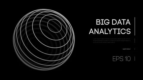 Big Data Analytics sphere black background. Business black design. Analysis Stock Illustration