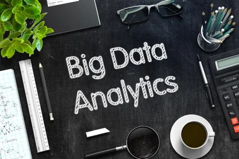 Big Data Analytics - Text on Black Chalkboard. 3D Rendering. Stock Photos