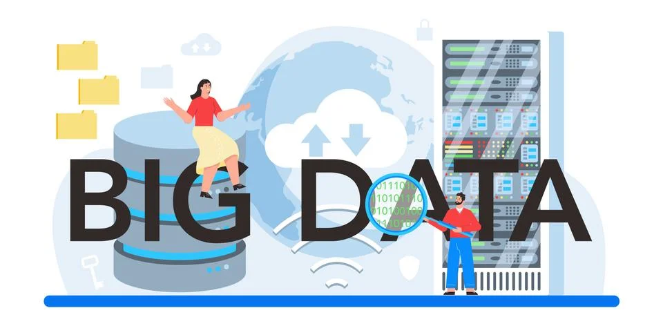 Big data analytics typographic header. Chart and graph, diagram research Stock Illustration