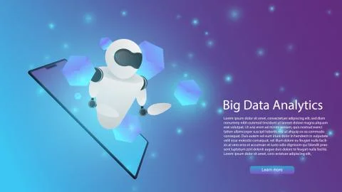 Big data analytics vector infographic,ai or artificial intelligence in smartp Stock Illustration