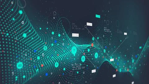 Big data analytics visualization using artificial intelligence and machine .. Stock Illustration