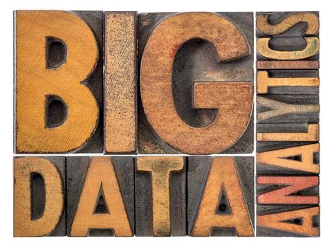 Big data analytics word abstract in wood type big data analytics - isolate... Stock Photos