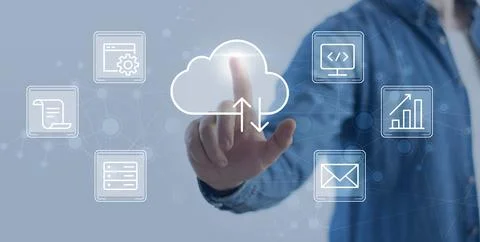 Big data and analytics visualization technology with Database storage cloud  Stock Photos