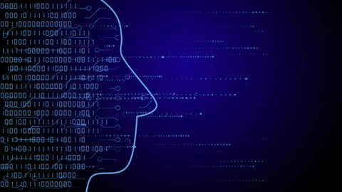Big data and artificial intelligence concept. Digital data moving Stock Footage 259475621