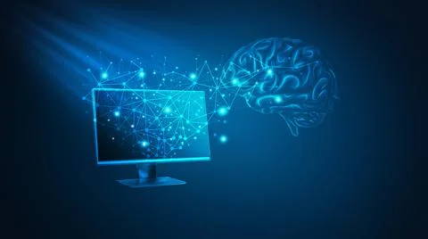 Big data and artificial intelligence concept. 3D illustration Stock Photos