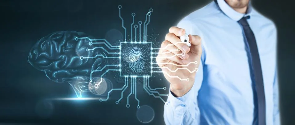 Big data and artificial intelligence concept. 3D illustration Stock Photos