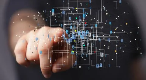 Big data and artificial intelligence concept. Machine learning and cyber mind Stock Photos