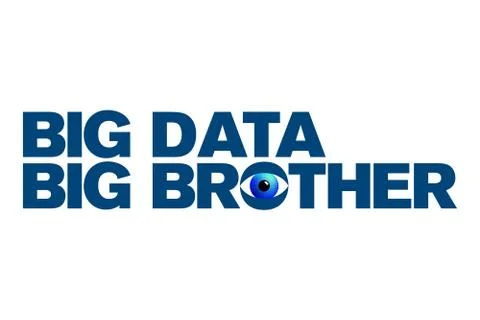 Big Data and Big Brother lettering with a blue surveillance eye Stock Illustration