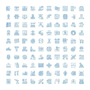 Big data and business technology modern icon set Stock Illustration