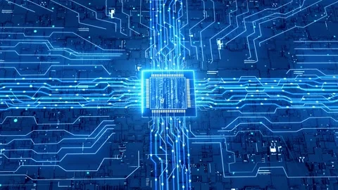 Big data and cloud computing cpu chip circuit board Stock Footage 220395070