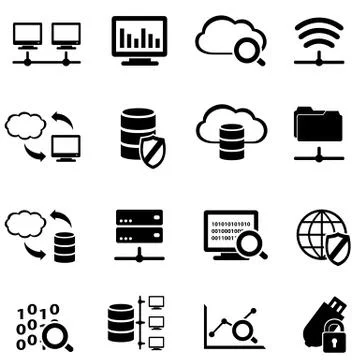 Big data and cloud computing icon set Stock Illustration