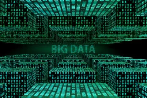 Big data and data mining concept illustration  - 3d rendering Stock Illustration
