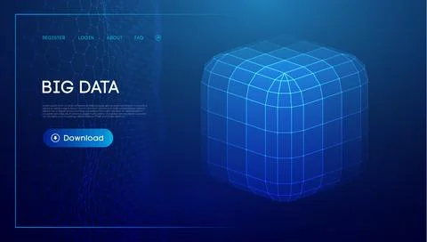 Big data and data science. Isometric cube technology background. Geometric 스톡 일러스트