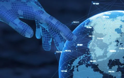 Big data and digital earth, 3d rendering. Illustrazione stock