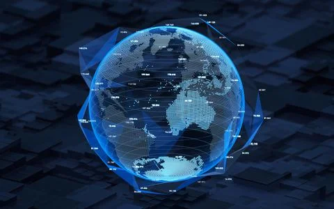 Big data and digital earth, 3d rendering. Illustrazione stock