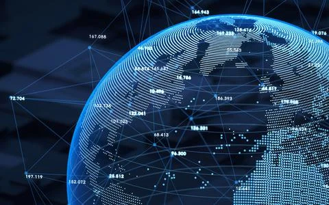 Big data and digital earth, 3d rendering. Stock Illustration
