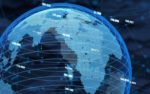 Big data and digital earth, 3d rendering. 스톡 일러스트